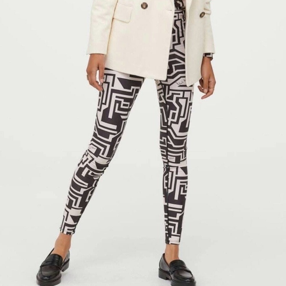 Richard Allen x H&M Geometric Leggings Womens XS Black Graphic Maximalist Luxe